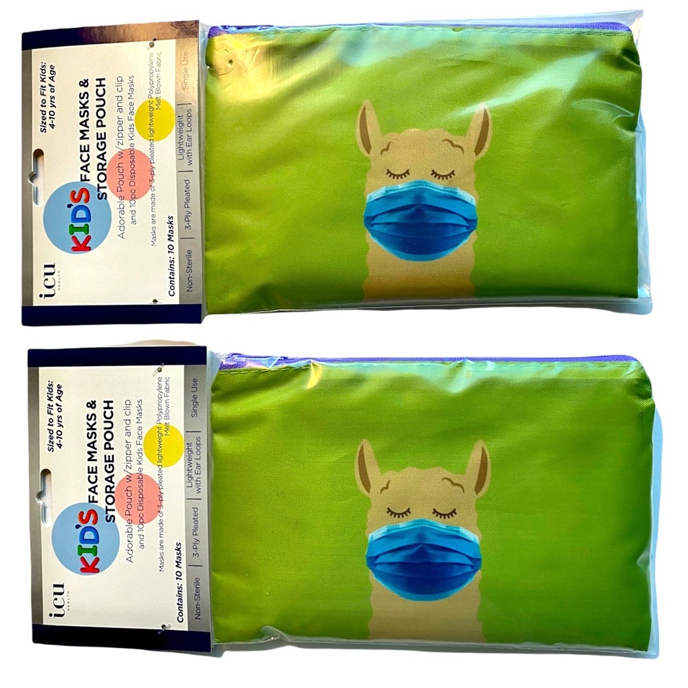 Kids Face Masks & Storage Pouch 2 Packs Children Face Masks with Storage Pouch